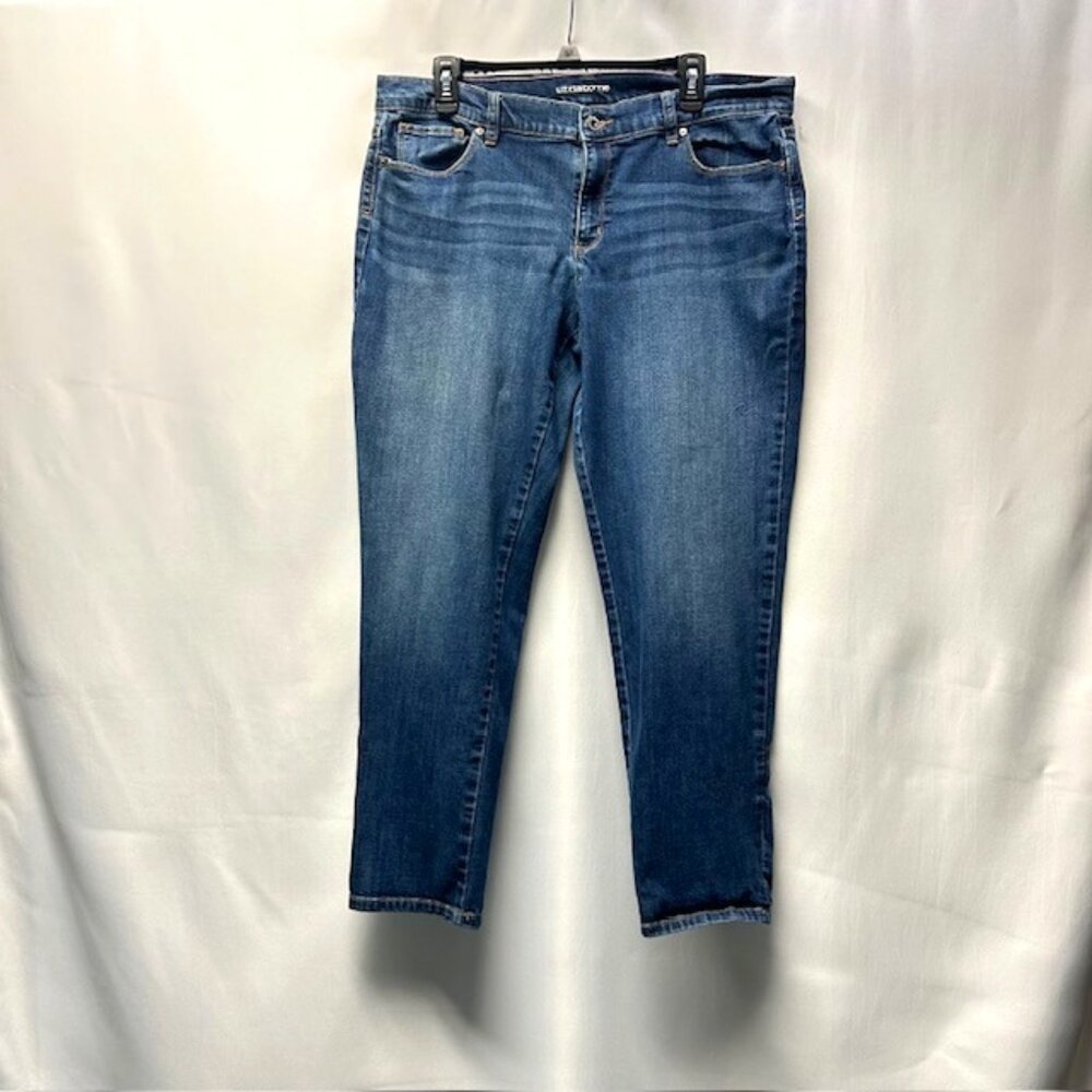 Liz Claiborne Women's Jeans - Boyfriend Skinny Jeans- Size: 16 - Dark Denim